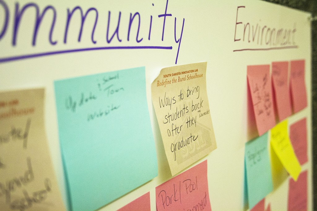 Teachers started their training with a brainstorming session of the needs in their communities. They organized their sticky notes on a wall. Photo by Heidi Marttila-Losure