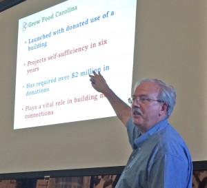 Ken Meter of the Crossroads Resource Center in Minneapolis presented the findings of the economic analysis he did of the potential for local foods in the Dakotafire region. He also described a number of successful local-food projects that had been done in other parts of the country.
