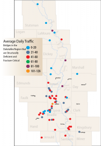 Average daily traffic on bridges that are structurally deficient and fracture critical. Graphic by Troy McQuillen