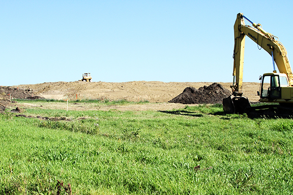 Installation of a new sewer lagoon begins near Gackle, ND, in August-smaller