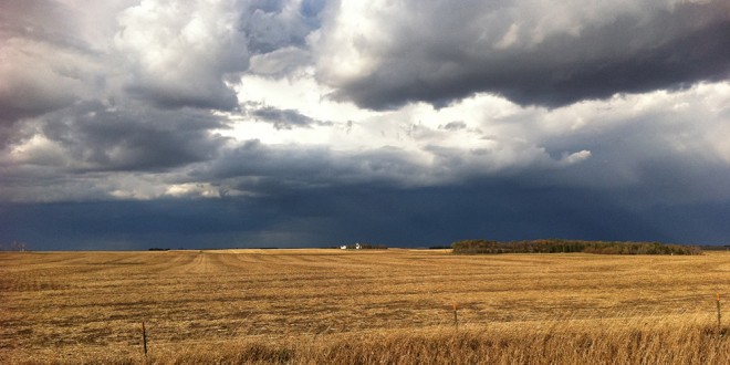 Savo Church, rural Frederick, S.D., with storm to the north. By Heidi Marttila-Losure