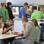 Kyle Ortmeier with other FHS students Allie Lowinske, Dade Monroe and Kaitlin Heitmann are filmed having lunch at Faulkton High School. Photo by Faulk County Record