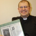 The Rev. Tim Koch, showing his master's thesis project. Photo by Faulk County Record
