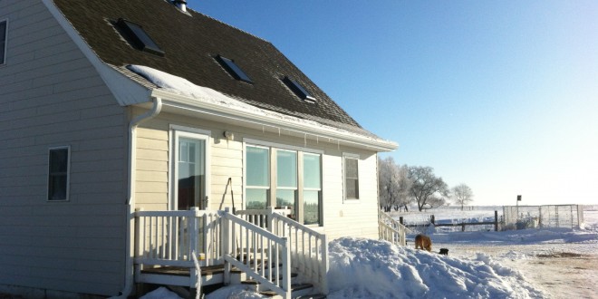 The winter sun heats the house through the large south-facing windows. Photo By Heidi Marttila-Losure