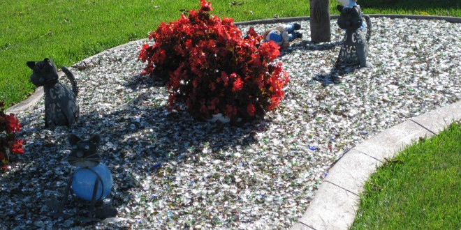 Tumbled glass for landscaping is one of the products Glass Advantage makes. Photo courtesy Glass Advantage