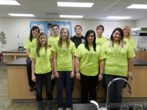 The LaMoure Green Team is, from left, back row, Madison Bierman, Chantel Johnson, Caleb Dorich, Damien Bentz and Mercedes Bierman, and front row, Jade Wagner, Kennedy Witt, Autumn Mills and Misty Childers. Photo by LaMoure Chronicle