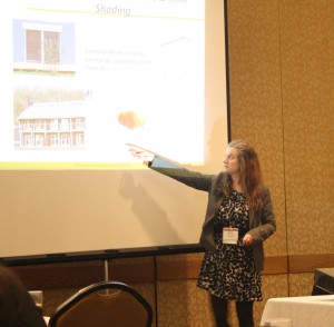 Katrin Klingenberg explains some of the technical details of a passive house. Photo by Heidi Marttila-Losure