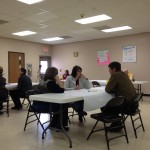 Participants moved to different small groups to discuss different questions. Dakotafire Cafe event in Britton, S.D., March 28. Photo by Joe Bartmann