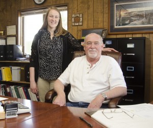 Kayla Suther works with her father, Craig Hewitt, at Hewitt Insurance Agency. Since they both grew up in Langford, they shared similar experiences—like participating in the high school play. Photo by Troy McQuillen