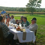 Diners relaxed and talked after a meal prepared from local food last September at The Field restaurant in Adrian, N.D. The harvest meal was sponsored by the Northern Plains Sustainable Agriculture Society. Photo by Heidi Marttila-Losure